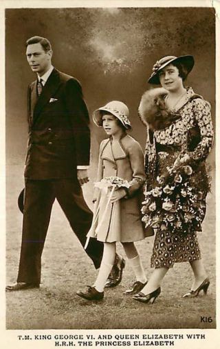 Real Photo Postcard King George Vi & Queen Elizabeth & Princess Elizabeth