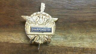 Vintage Nra Sharpshooter Pin.  National Rifle Association Badge.  Tu19