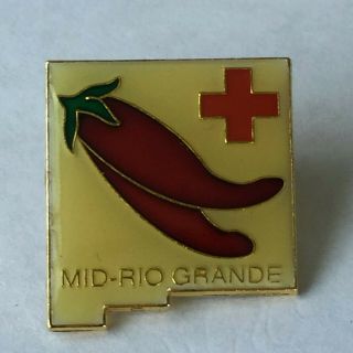 American Red Cross Mid Rio Grande Mexico State Map Chili Peppers Lapel Pin