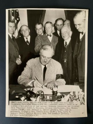 1941 Franklin Roosevelt Fdr War Declaration Ap Newswire Press Photo