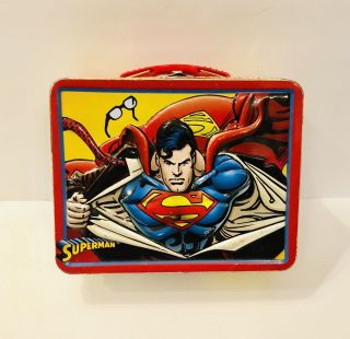 2000 Superman Transformation Embossed Metal Lunchbox Dc Comics The Tin Box Co