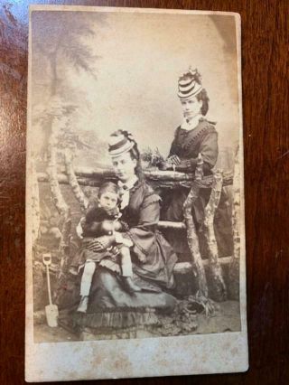 Antique Cdv Photo 2 Victorian Women & Little Boy Charlie White Bristol