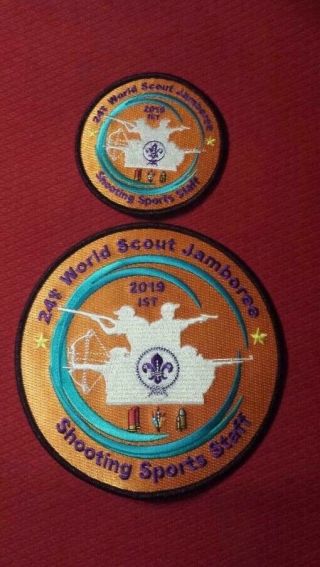 2019 World Jamboree Shooting Sports Staff Back Patch And Pocket Patch Set