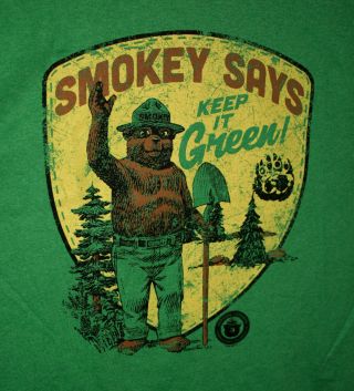 Vintage Looking Smokey The Bear Says Keep It Green T - Shirt Nos Size Medium