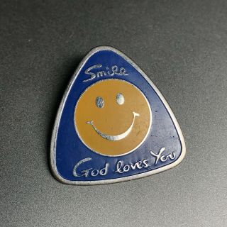 Smile God Loves You Pin Vintage Brass Hat Pin Lapel Pin