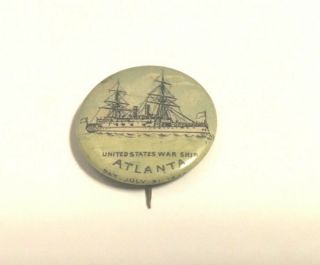 Vintage United States War Ship Atlanta Pin Button Pinback