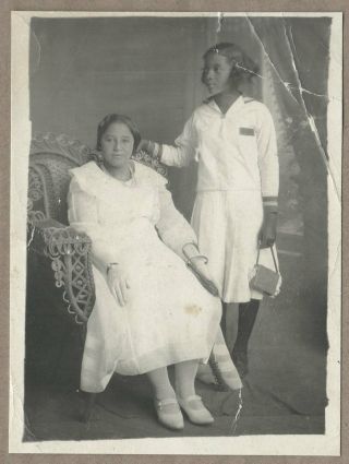 Circa 1920 Vintage Studio Photo (2) African American Women,  3 " X 4 "