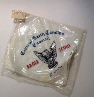 Vintage Central North Carolina Council Eagle Scout White Neckerchief