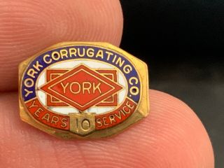 York Corrugating 10 Years Of Service Award Pin.