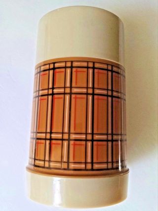 Alladin Thermos Bottle Complete Vintage Brown Plaid Wide Mouth Pint Retro Gift