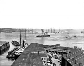 C1906 Boston Ma - " Harbor Ships " 8x10 Photo - Vintage Boat Picture Print 15
