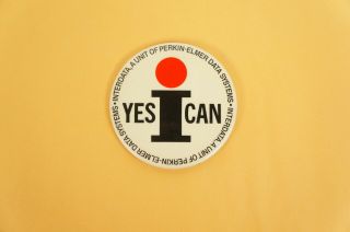Yes I Can Button Vtg Computers Pin Interdata Pinback Perkins Elmer Data Systems