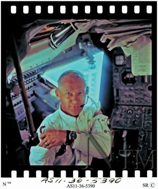 NASA Apollo 11 Moon Landing 70mm Film Positive Buzz Aldrin Photo Hand - Numbered 2