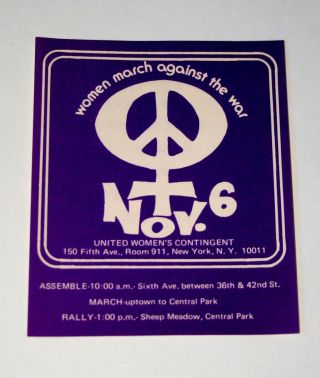 Rare 1960 - 70s Anti Vietnam War Women March Against Protest Mini Poster Nos