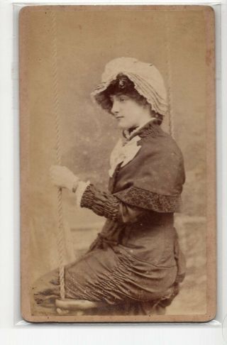 Cdv Lady With Hat On Swing Atelier Shephard Bridport Lyneregis 1870/80 C73