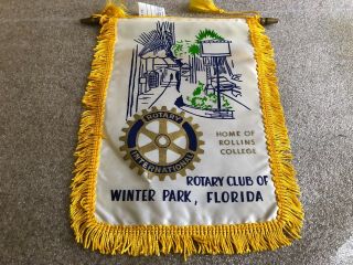 Vintage Rotary Club International Small Hanging Banner Winter Park Florida Fl