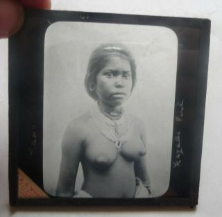 Vintage Real Photo Magic Lantern Slide Races Of India Yazadi Girl