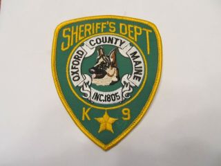 Maine Oxford Co Sheriff K - 9 Unit Patch