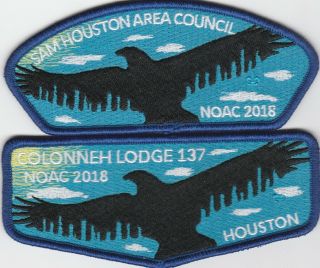 2018 Noac Oa Lodge 137 Colonneh Flap / Sap Set Blu Bkd Sam Houston Area [gny388]