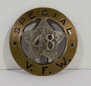 Old Vintage V.  F.  W.  Silver Plated Brass Special 48 Badge