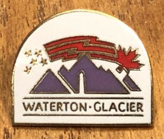Waterton Glacier International Peace Park Travel Souvenir Lapel Hat Pin Pinback