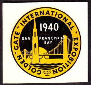 Us 1939 - 40 San Francisco Expo Decal Pristine