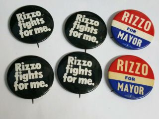 Six Frank Rizzo Mayor Philadelphia Political Pinback Button Fights For Me Union