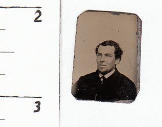 Civil War Era Miniature Gem Tintype Photo Handsome Young Man.  349v