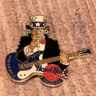 Hard Rock Cafe Orlando Pin Uncle Sam Guitar 4th Of July Dated 2000