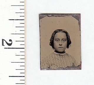 Civil War Era Miniature Gem Tintype Photo Pretty Young Girl.  525s
