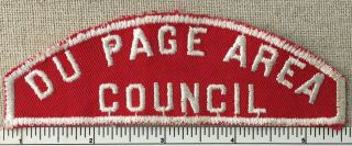 Vintage Du Page Area Council Boy Scout Red & White Strip Patch Rws Illinois Il
