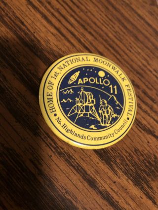 Vintage Apollo 11 1st National Moonwalk Festival Pin