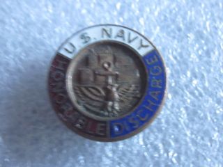 Old Wwii Era United States U.  S.  Navy Honorable Discharge Collar Pin