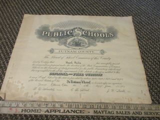 1903 Ottawa Putnam County Ohio High School Diploma 1908 Business College Bails