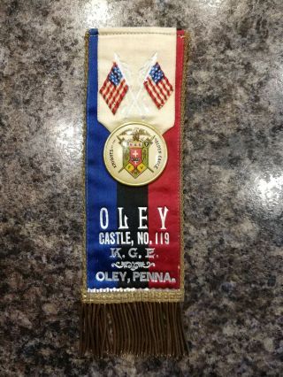 Vintage Knights Of The Golden Eagle Castle Oley Pa.  Ribbon