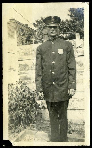 Vintage Photo Police Officer In Uniform Policeman Man In Blue 1919