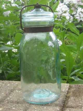 Globe Quart Fruit Jar Perfect Aqua Patented May 25 1886