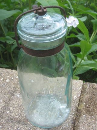 Globe Quart Fruit Jar Perfect Aqua Patented May 25 1886 2