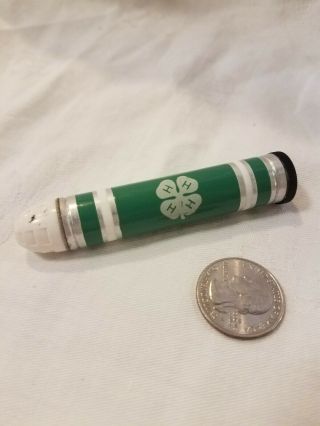 Vintage 4h Pocket Flashlight Green Clover Uses Aa Battery.  It
