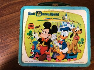 Walt Disney World Vintage Lunchbox And Thermos 1970s Mickey Mouse Donald Pluto