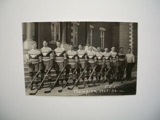 Antique Rp (not A Pc) Hockey Team Champion Victoriaville Quebec Canada 1935 - 36