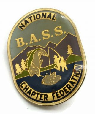 National B.  A.  S.  S.  Bass Chapter Federation Gold Tone Lapel Hat Pin
