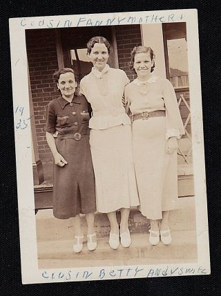 Antique Vintage Photograph Three Women Standing In Front Of House