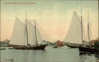 Gloucester Ma Ships Schooners In Harbor C1910 Postcard
