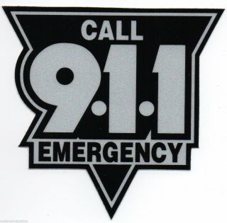 Emergency - Call 911 Highly Reflective Vinyl Decal 8 " - Black And Silver