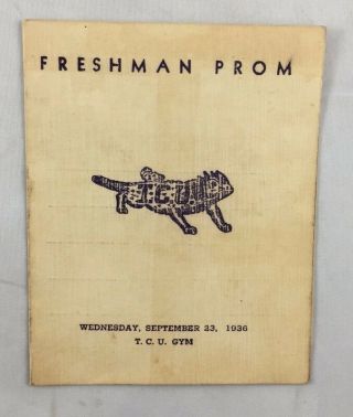 1936 Texas Centennial Era Tcu Freshman Prom Autograph Card Fort Worth Texas