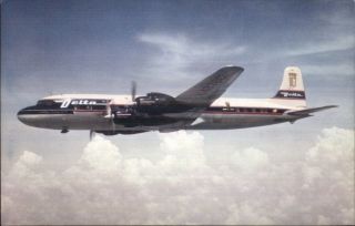 Delta Golden Crown Dc - 7 Airplane Vintage C1950s Postcard