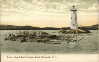 Lake Sunapee Nh Loon Island Lighthouse C1910 Postcard 4