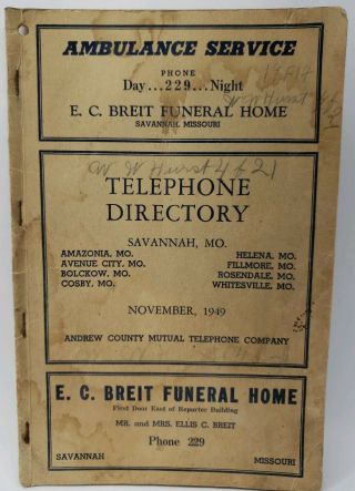 1949 Andrew County Mo Telephone Directory