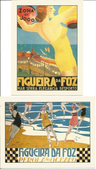 4 Portugal Gabriel Gracio Postcards Numbers 9 - 12 Figueira Da Foz Cartazes P1364